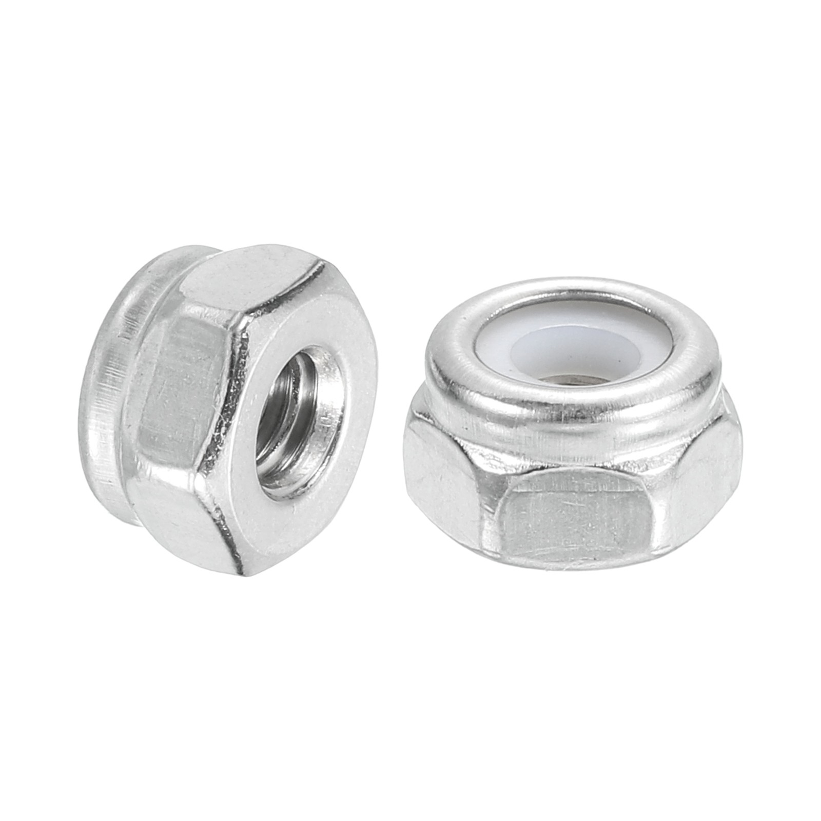 20Pcs #10-24 Nylon Insert Hex Lock Nut, 304 Stainless Steel, Silver&White