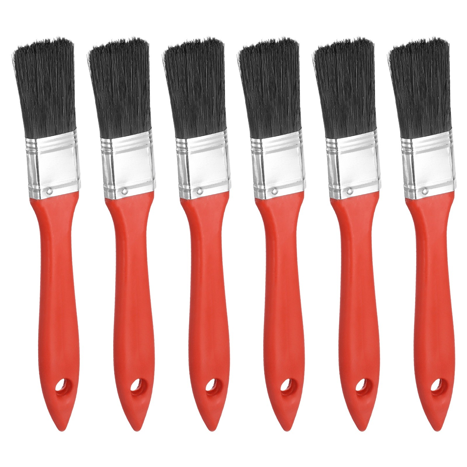 6Pack Paint Brush 1 Inch Flat Painting Brushes with Red PP Handle