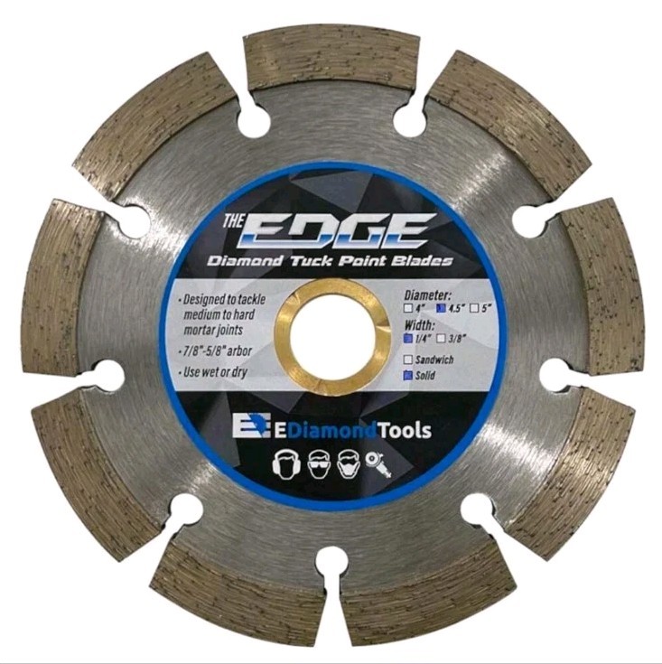 Diamond Tuck Point Blade Mortar Single Blade 4.5" 1¼ Segment Height Wet/Dry New