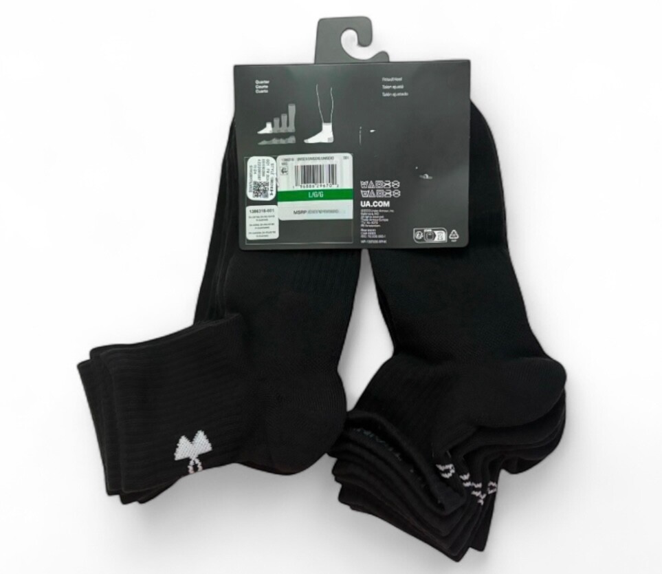 Under Armour Training Cotton Cushioned Quarter Ankle Socks 6-pack S M L XL NWT