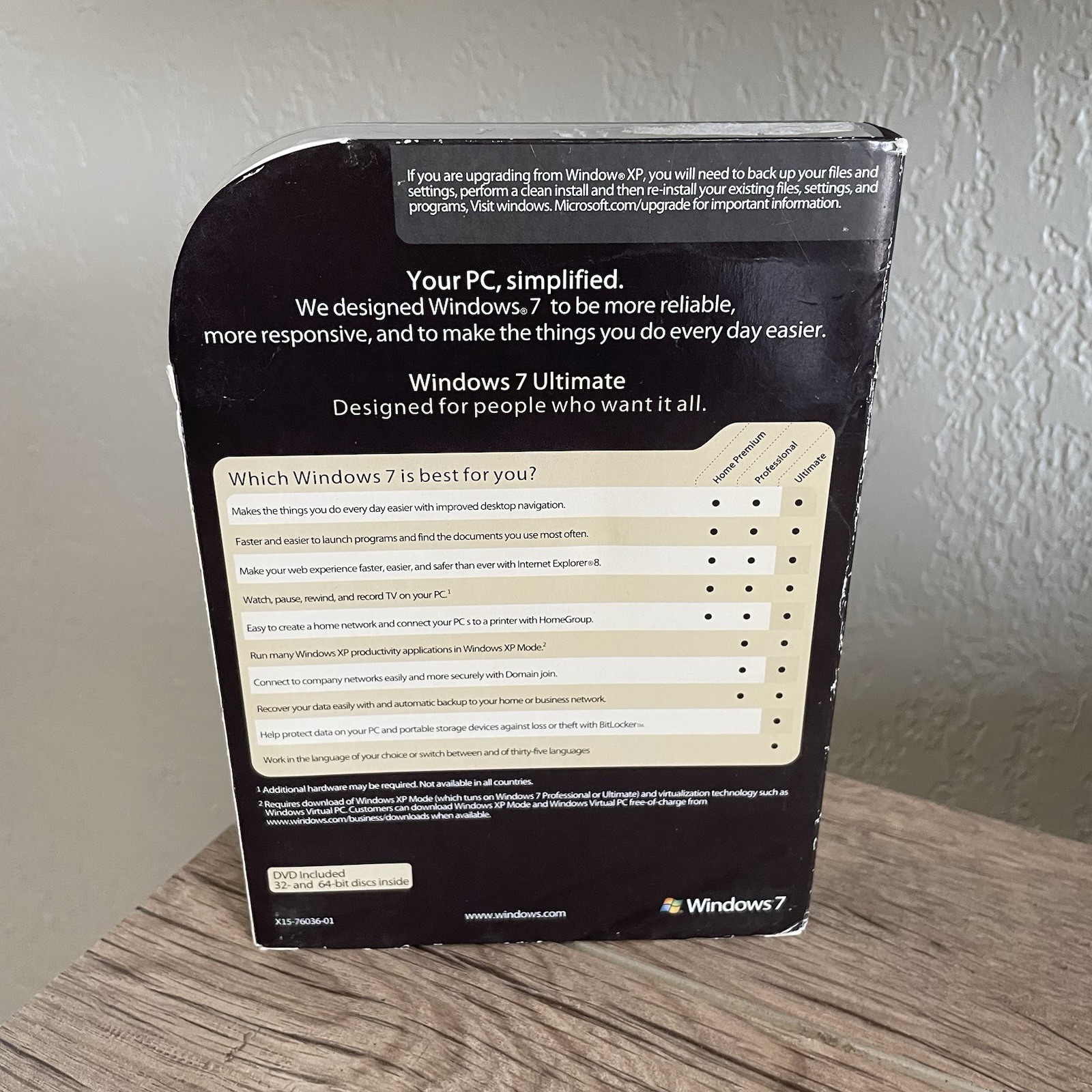 Microsoft Windows 7 Ultimate 32 Bit and 64 Bit DVDs Box License Key