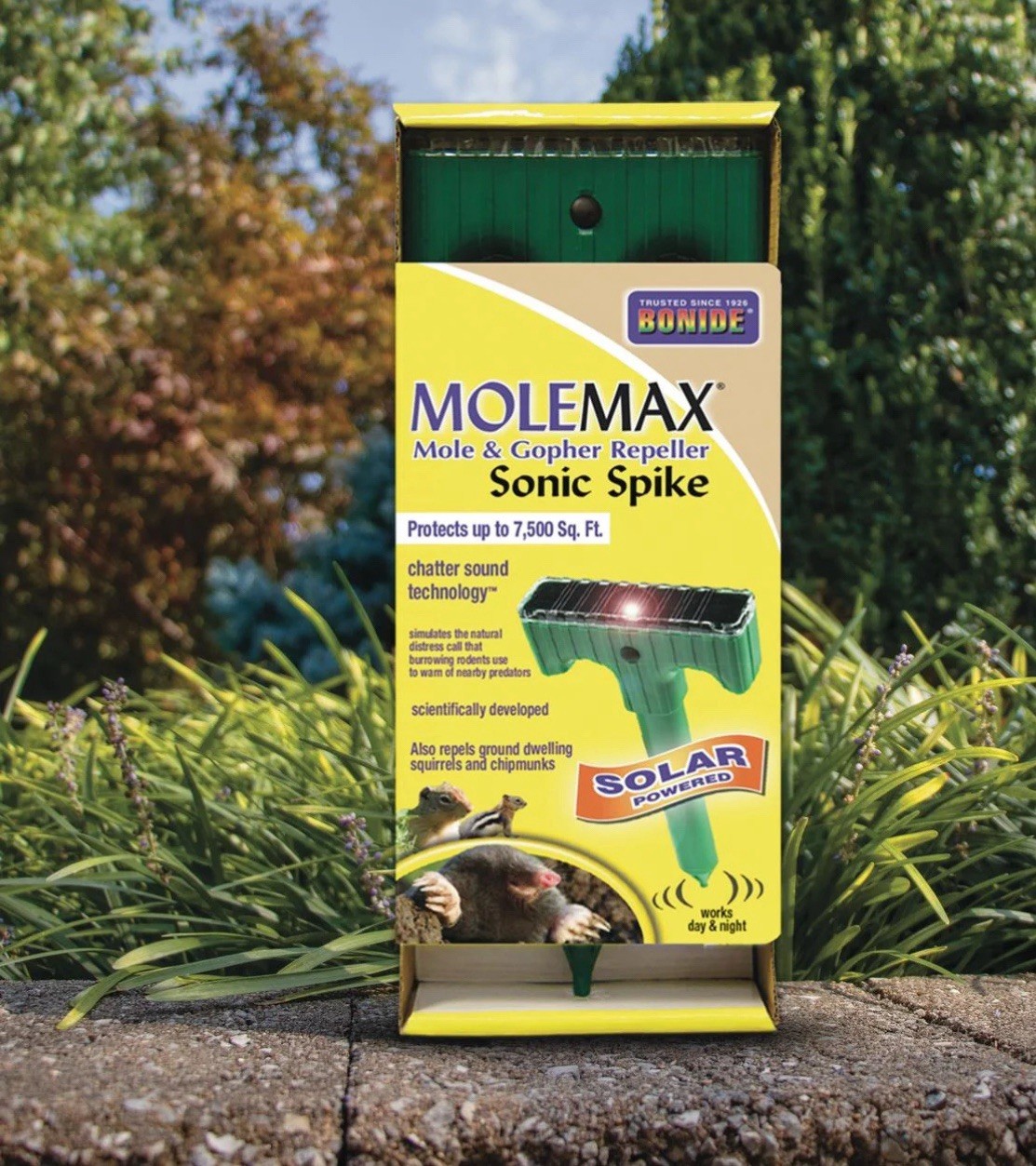 Molemax Sonic Spike Repeller, Solar Powered Mole Green