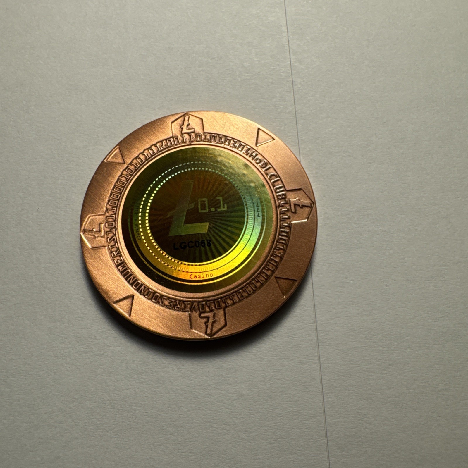 1HoDL CLUB 2022 Poker Chip Fund ed  .10 LTC - Copper-bit coin Lealana CASASCIUS