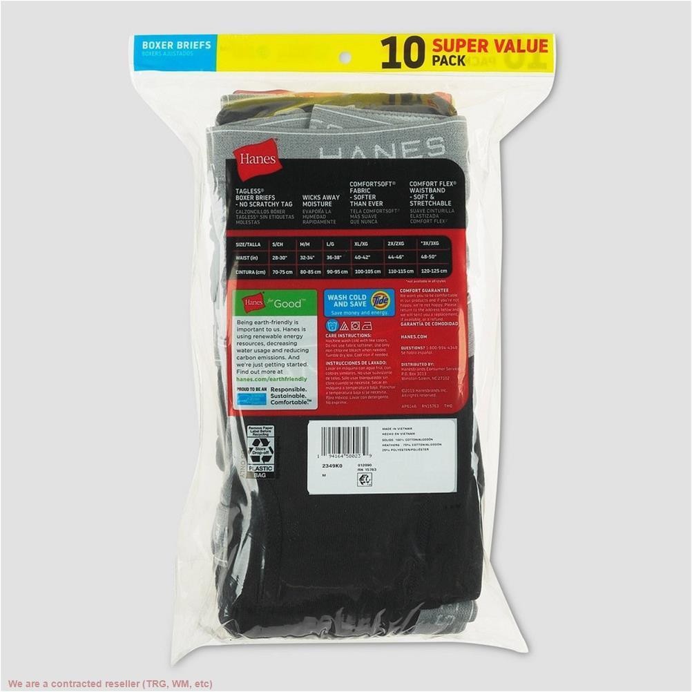 Hanes Men's Super Value Moisture-Wicking Cotton Boxer Briefs 10pk - Black/Gra...