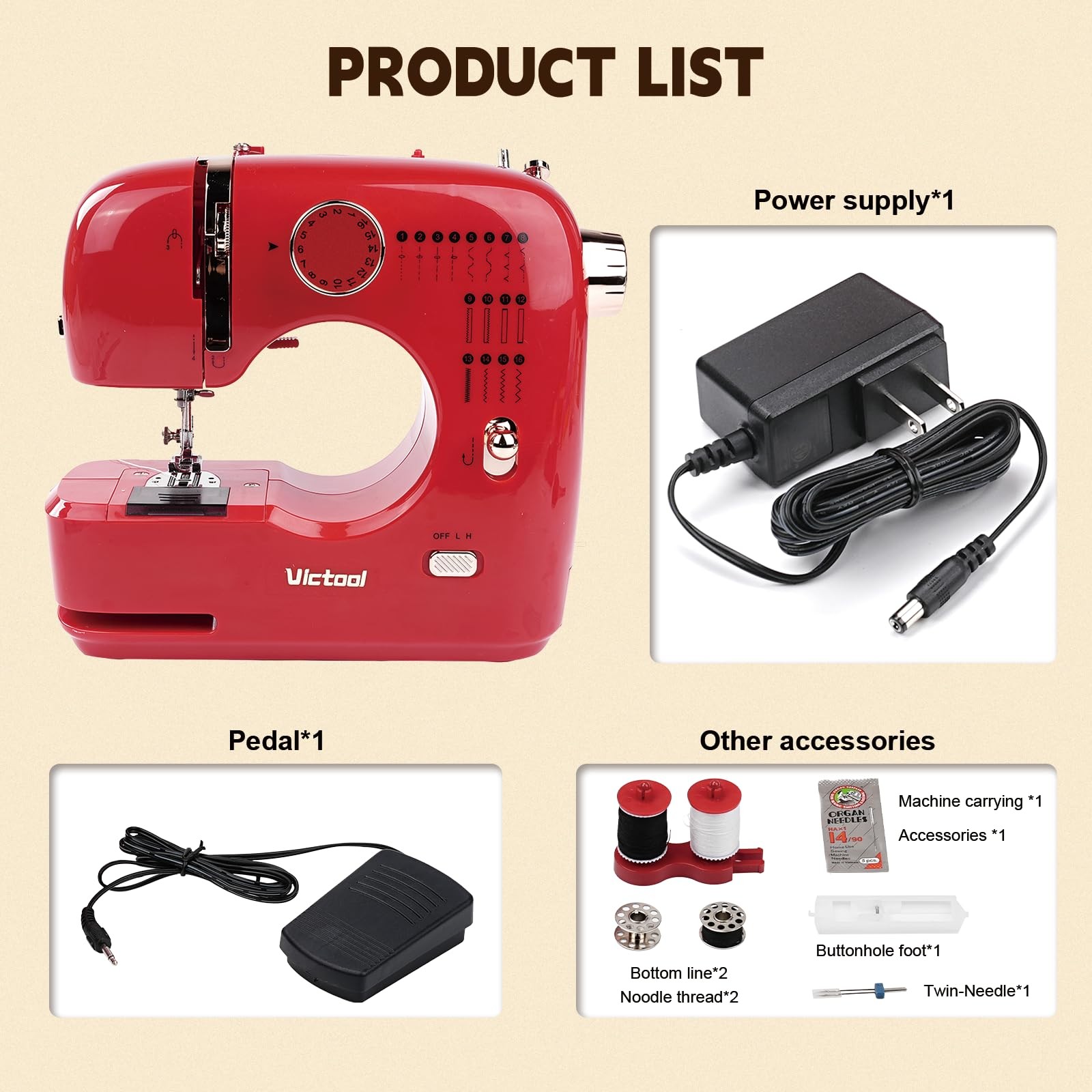 ** NEW Victool Mini Sewing Machine | 16 Built-In Stitches | Portable | Durable