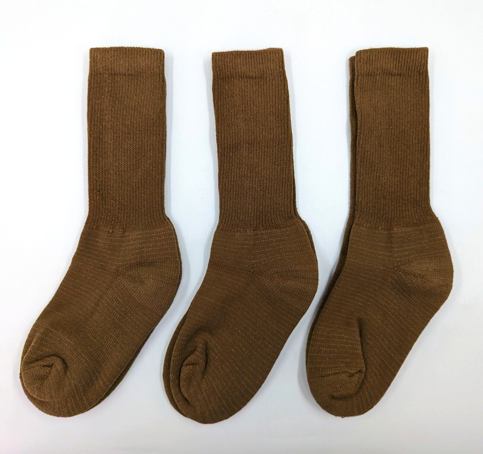3 Pairs XS Size 7-9 Brown Military Socks Crew Anti-Microbial Cotton Blend USA
