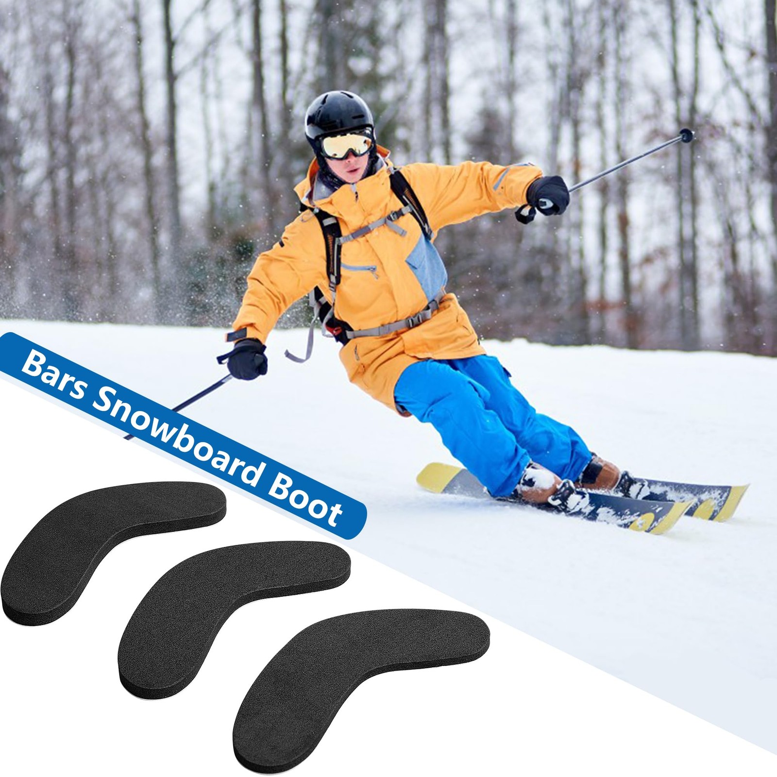30 Pack Ski & Snowboard Boots Fitting Pads, 3 Sizes, Medium, black
