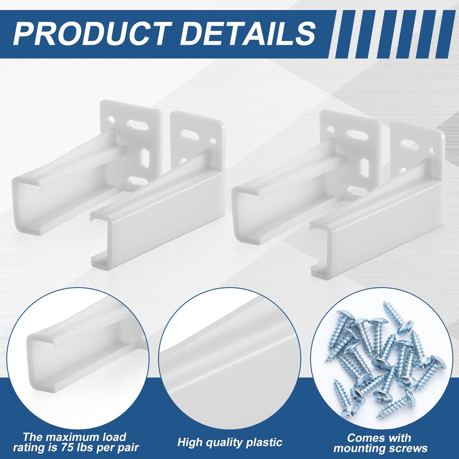 2 Pair Rear Drawer Track Socket Back Plates Mounting Brackets Durable Plastic...