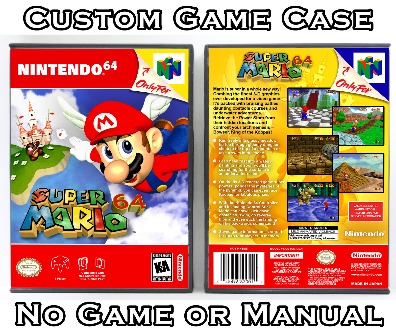 Super Mario 64 - Nintendo 64 N64 Custom Case *NO GAME*