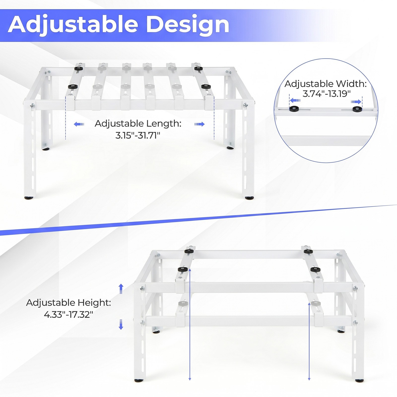 Mini Split Ground Stand with Adjustable Height, Width & Length, Outdoor AC Base