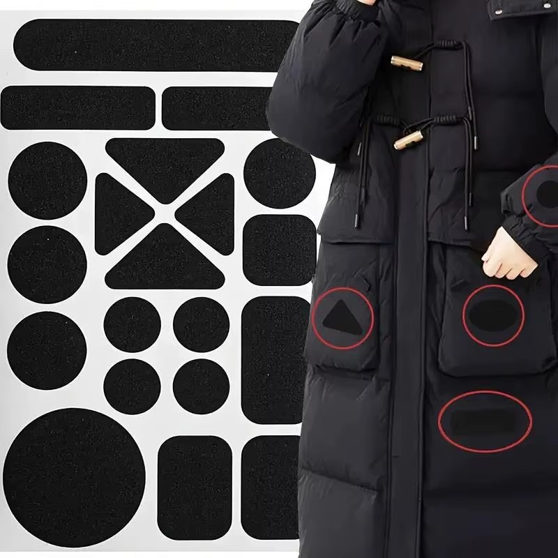 Instant Self-Adhesive Fabric Repair Patch Black Iron-On for Down Jacket Coat