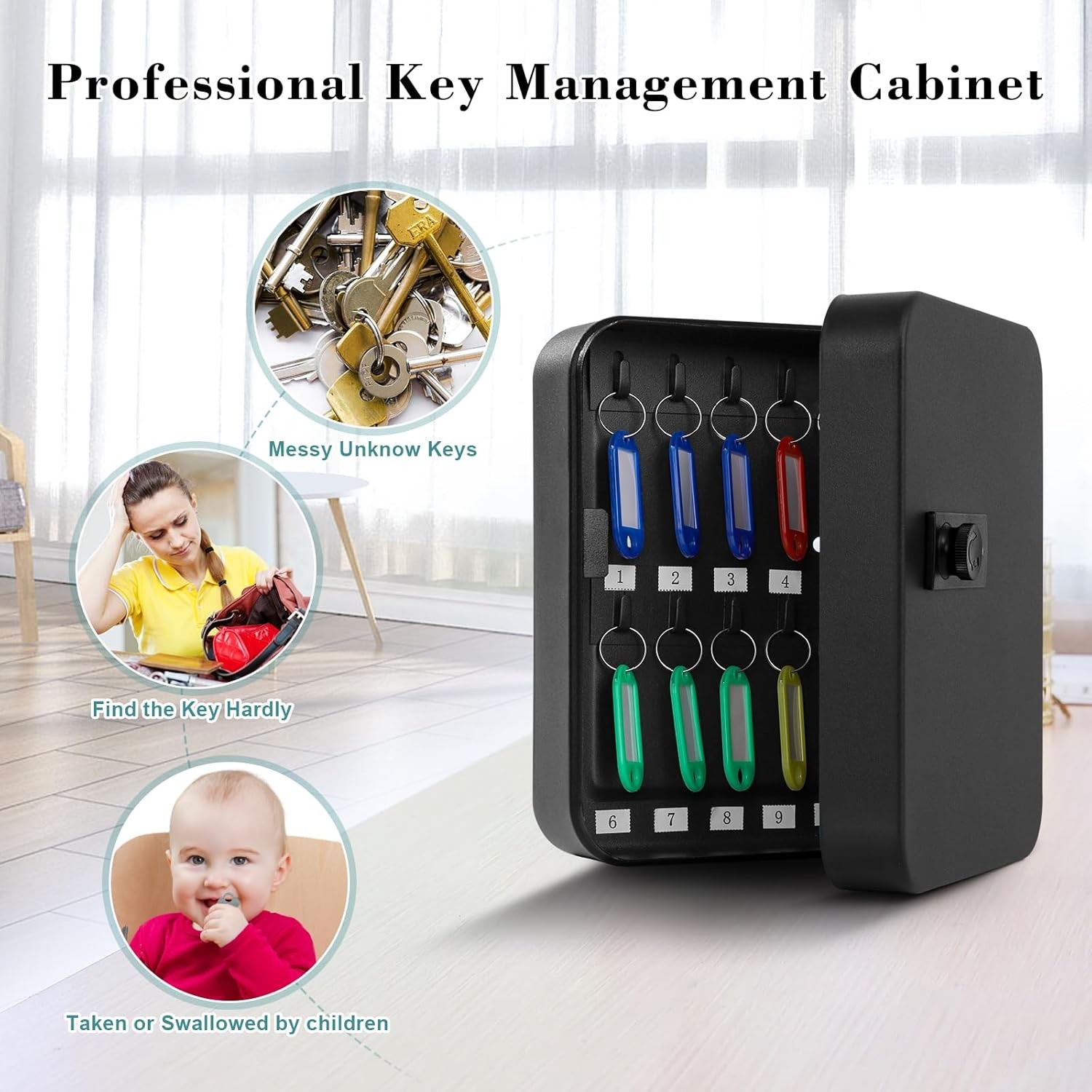 20 Key Storage Lock Box with Code Key Cabinet Organizer Wall Mount