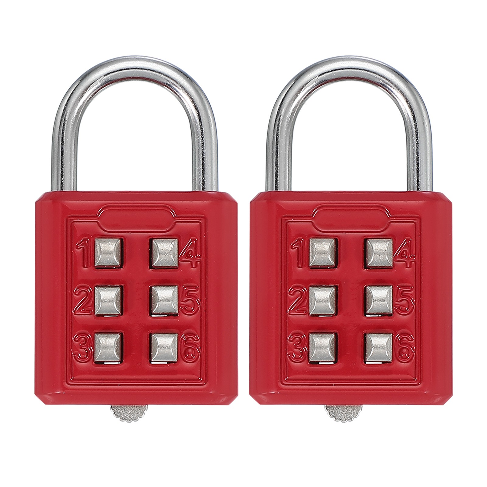 2Pcs Push Button Combination Padlock 6-Digit 3-Position Lock Red