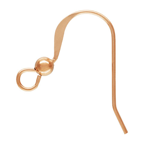 50pc- Rose Gold Filled Earwire. Findings. 14kt Goldfilled. French Wires. Bead