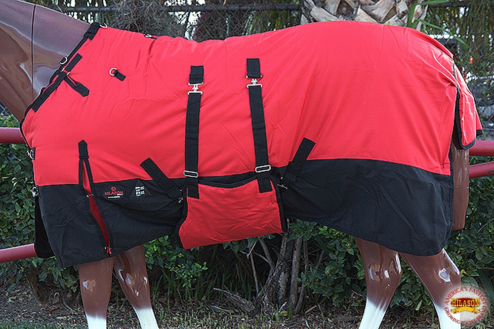 HILASON 600D Winter Waterproof Poly Horse Blanket Belly Wrap Red | Sheet