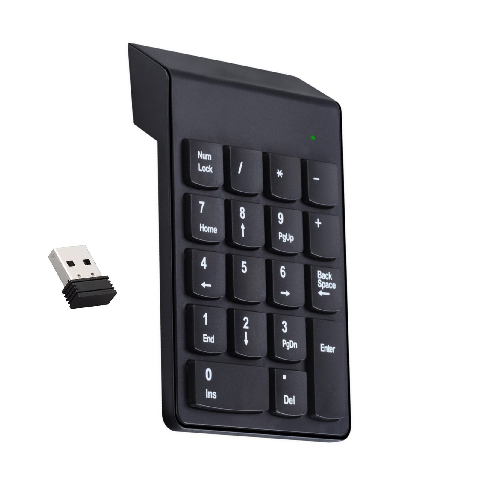 Black 18-Key Wireless Number Keyboard W/2.4GHz USB Receiver Auto-Sleep Design
