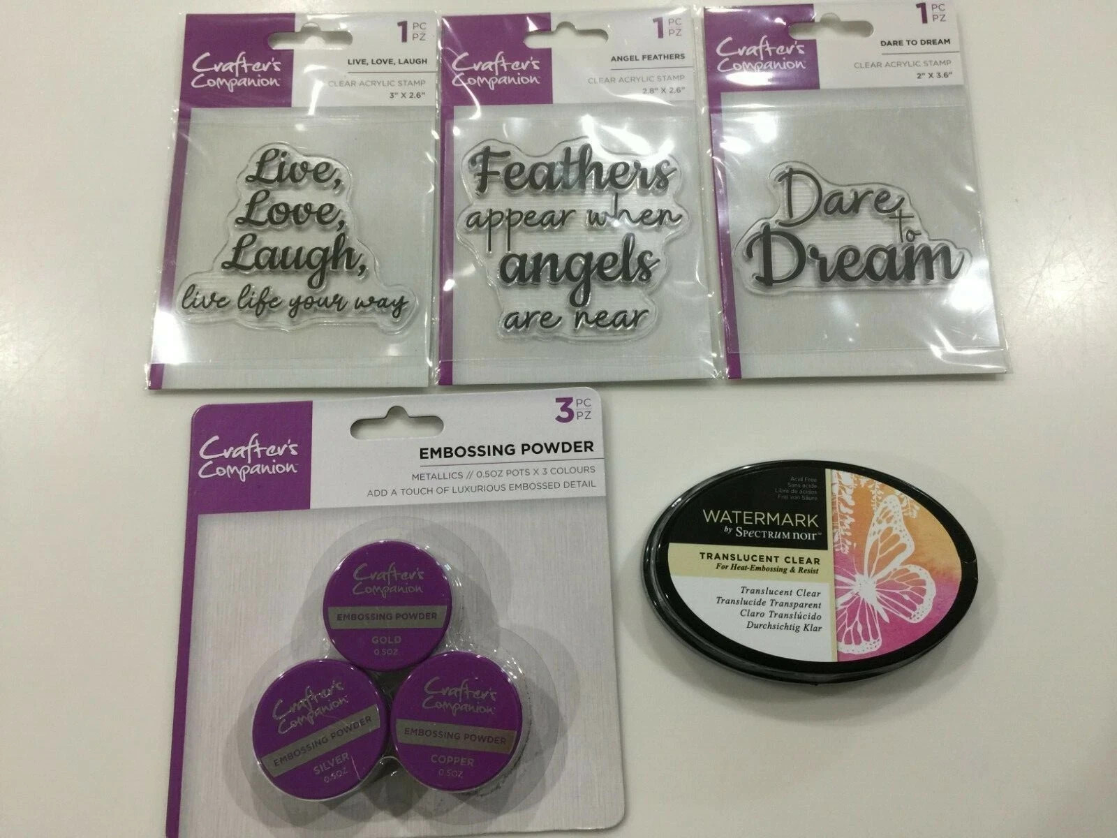 Crafter's Companion - Stamps, Ink Pad, & Embossing Powder Bundle  New