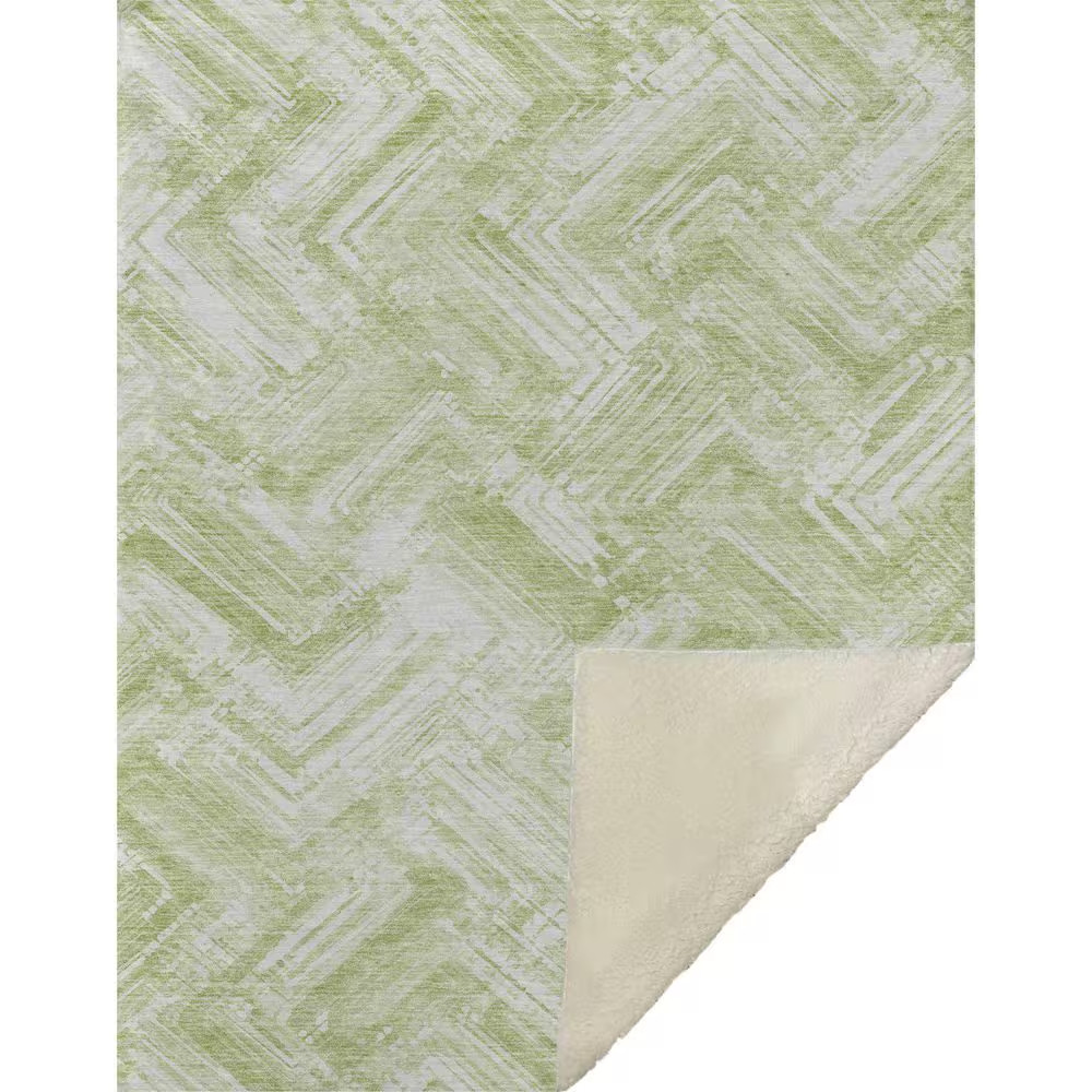 Premium Machine Washable ASB630 Green 50 In. X 70 In. Sherpa Throw Blanket