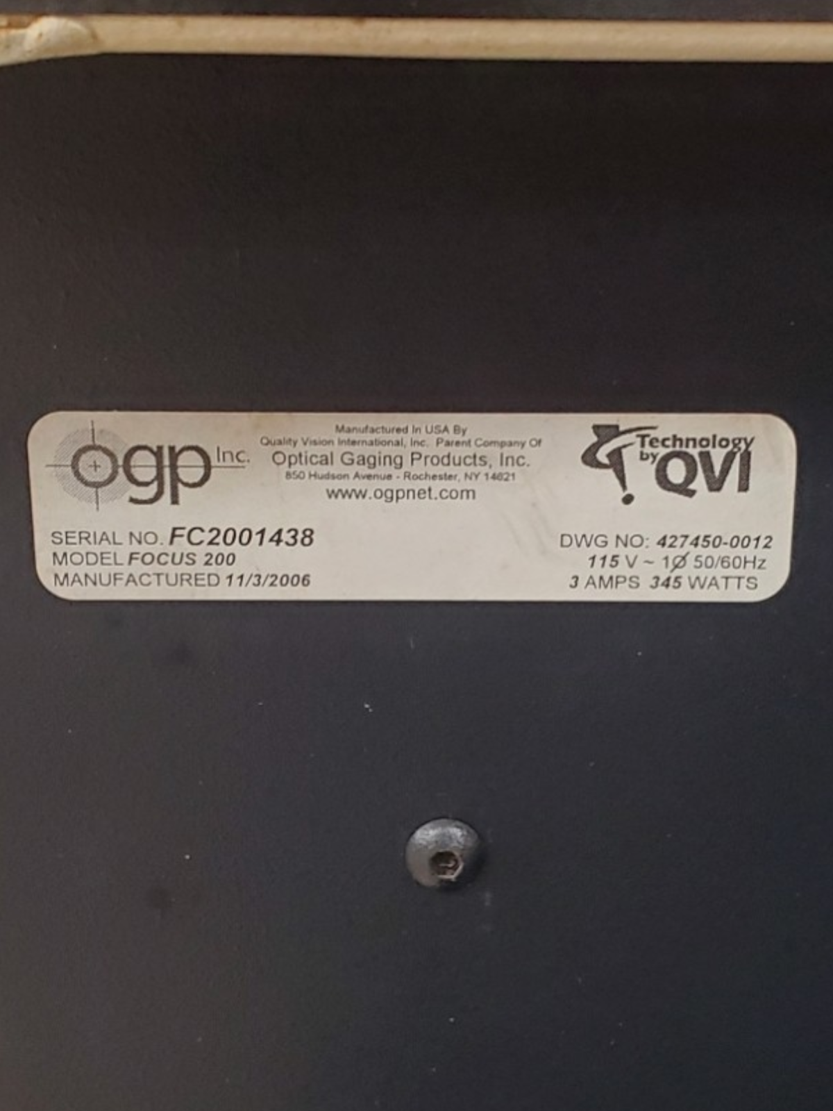 OGP Focus 200 Projectron Optical Contour Comparator 14" Screen 115V 1Ph