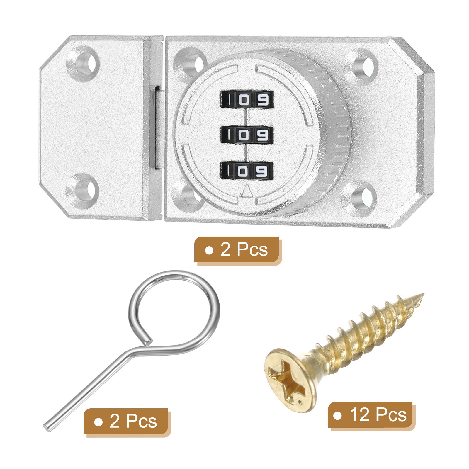 2 Pcs Combination Cabinet Latch Mechanical Keyless Password Lock Silver