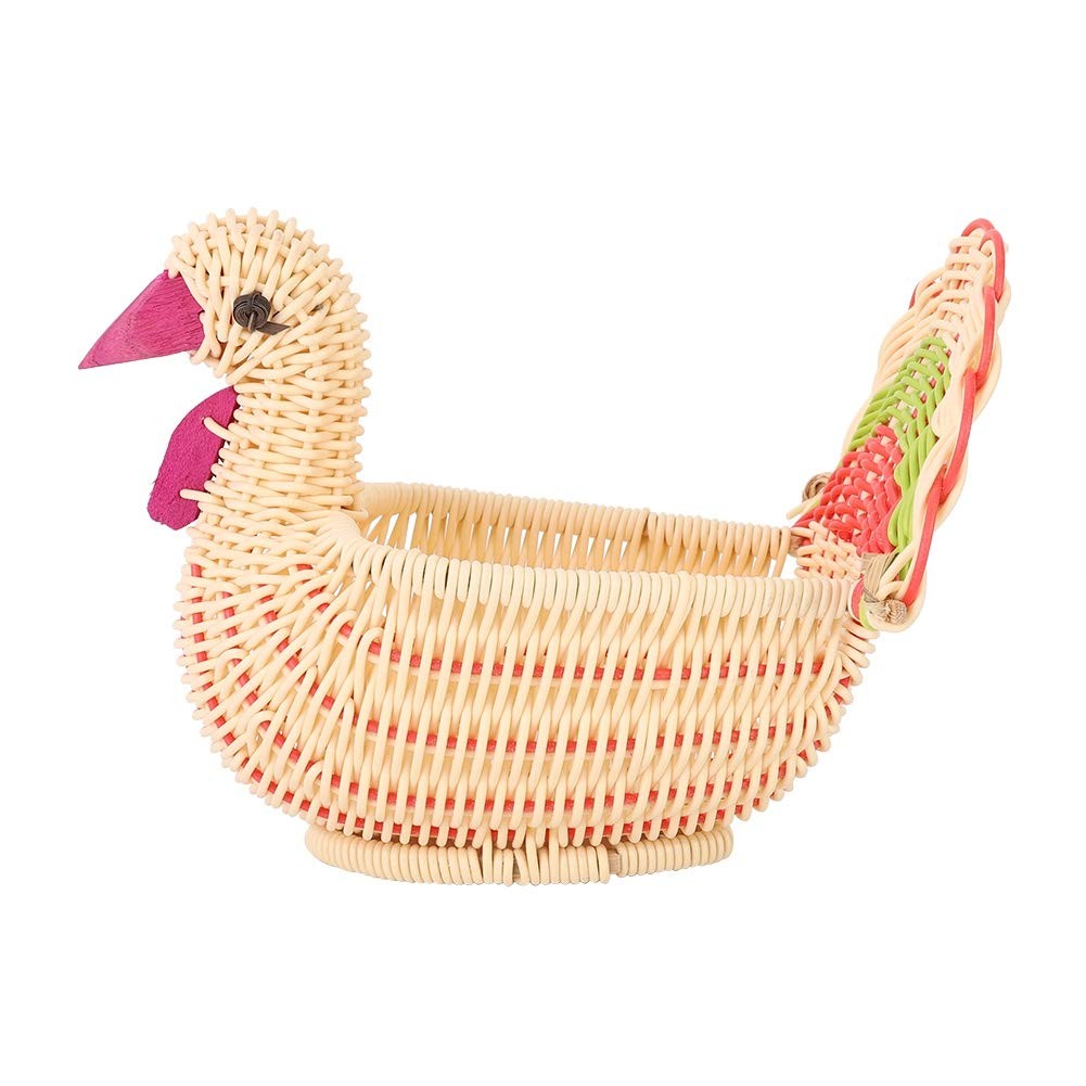 Hand-Woven Turkey-Shape Storage Basket, Imitation Rattan, Desktop Organizer f...