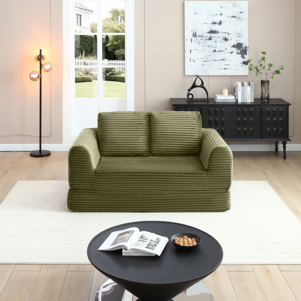 2-in-1 Modern Corduroy Convertible Sofa Bed Sleeper Couch - No Assembly