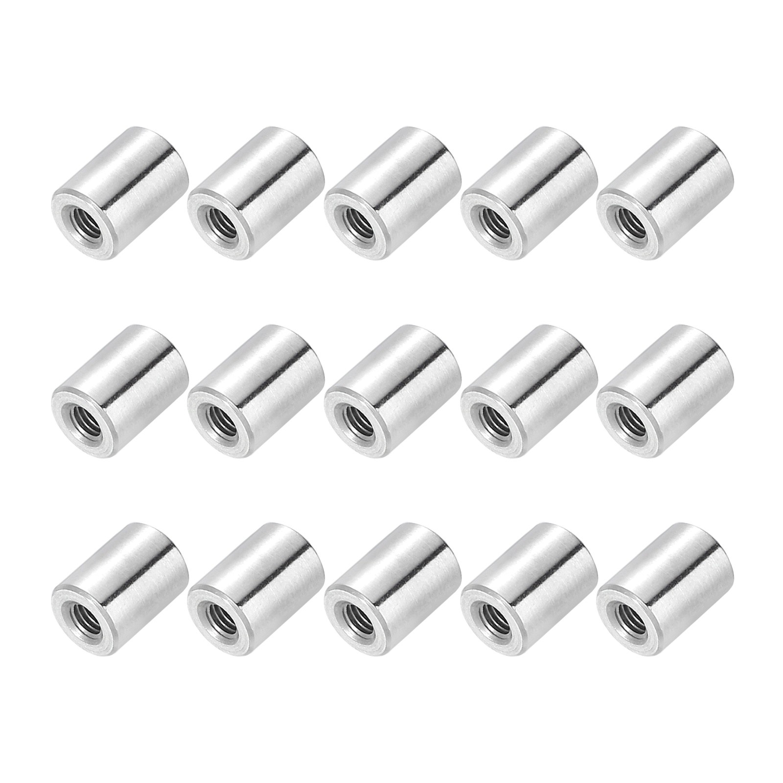15 Pcs M3x0.5mm Pitch 3mm/0.12" 304 Stainless Steel Round Coupling Nut