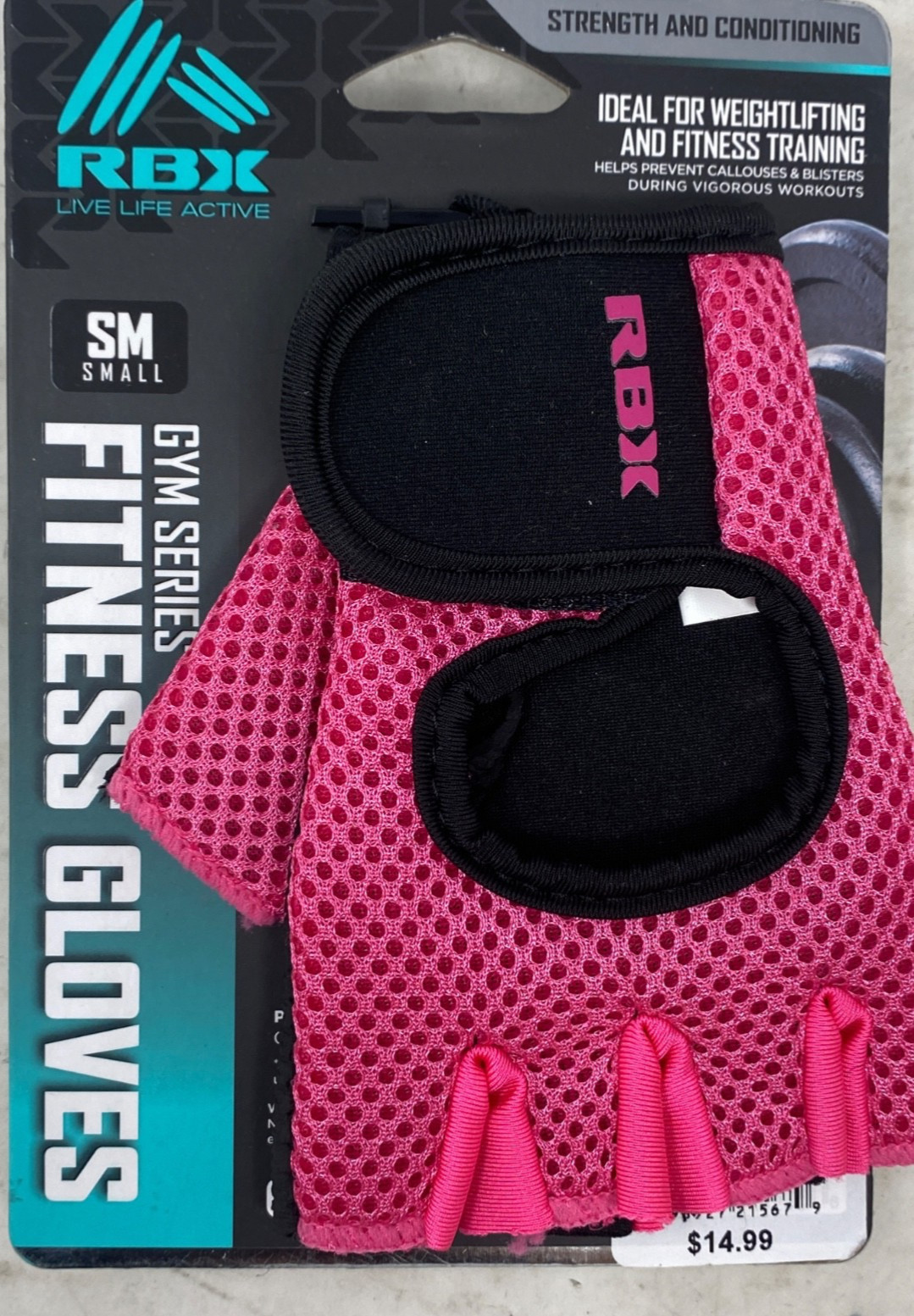 RBX Gym Series Women's Fitness Weight Training Gloves Size Small Pink New