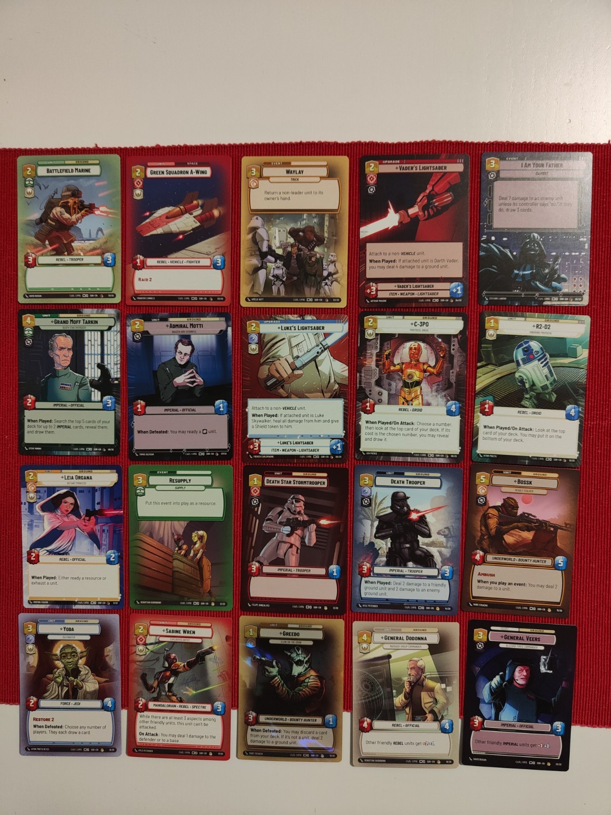 STAR WARS UNLIMITED WEEKLY PLAY FUL.L SET #20 CARDS NO FOIL SPARK OF REBELLION