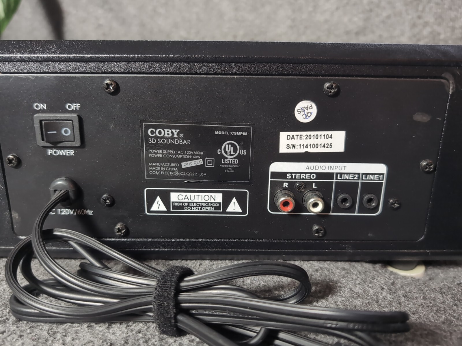 Coby CSMP88 3D Sound Bar - With Remote - Tested