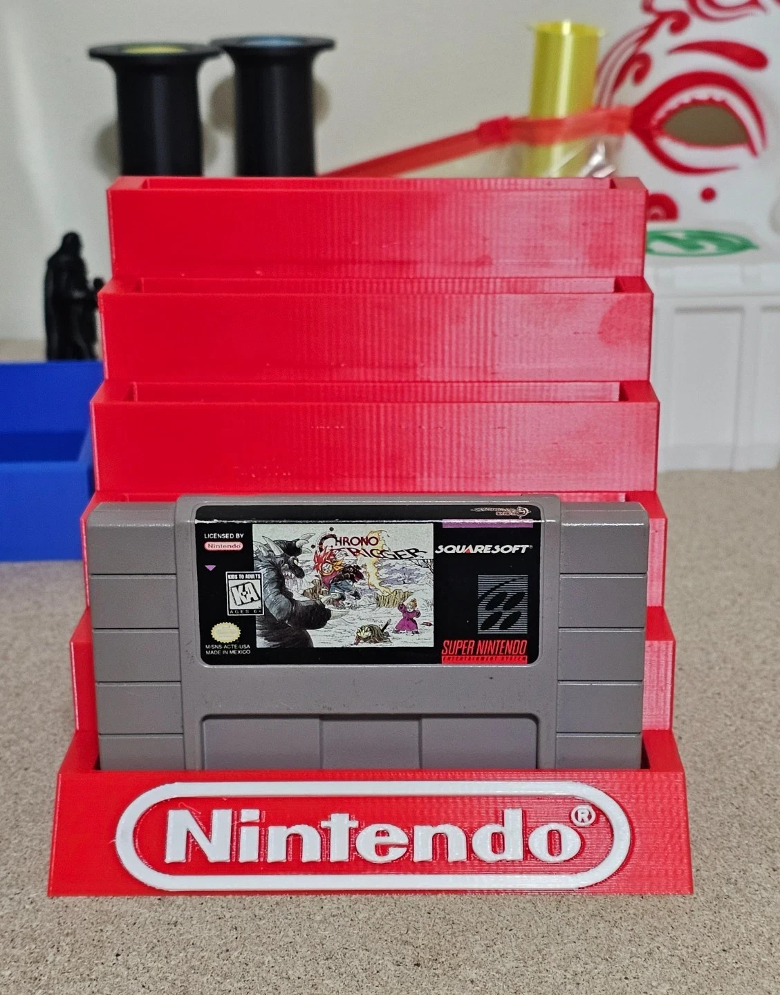 Retro SNES Game Cartridge Holder Stand – Printed Display Rack Fits SNES