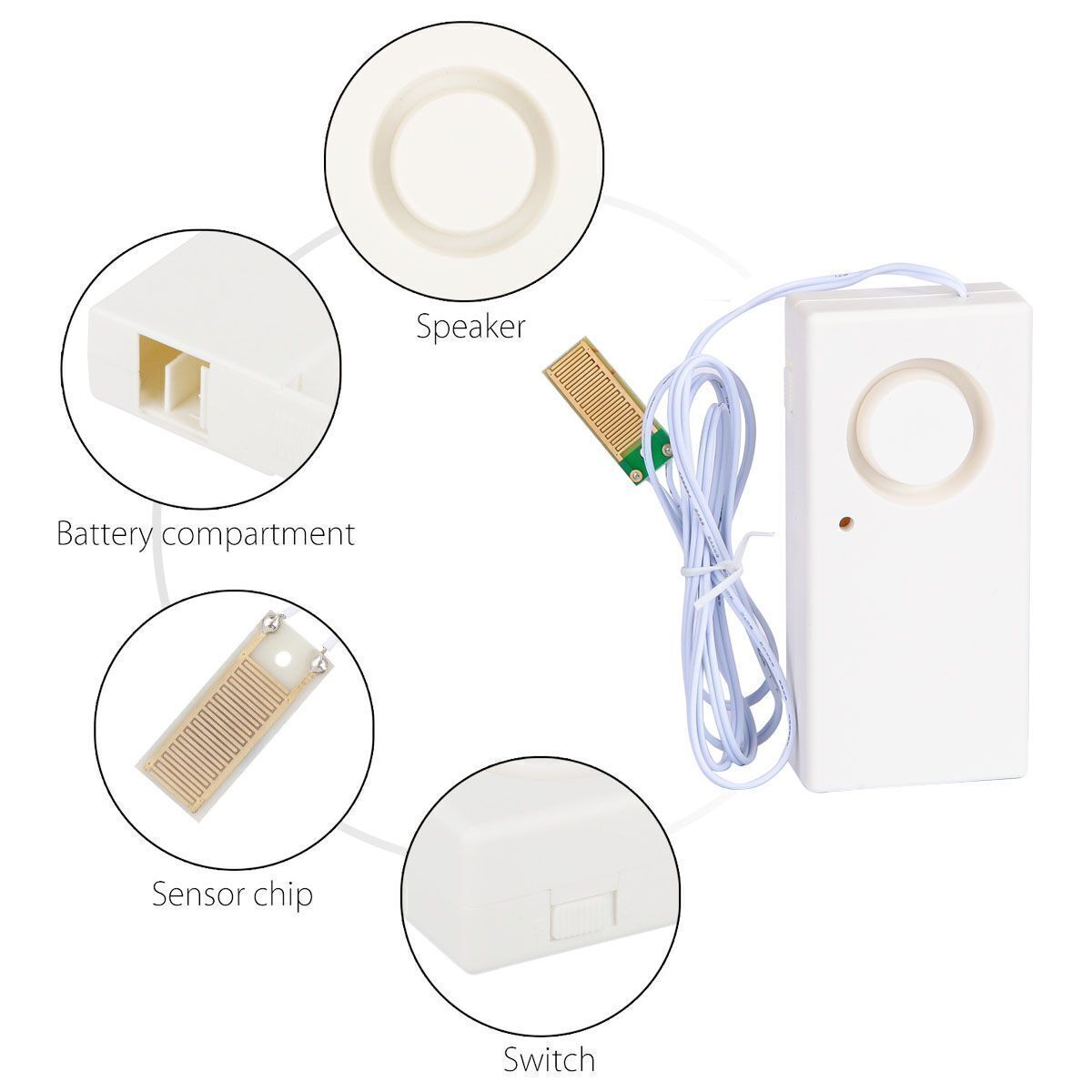1-5pcs Water Leak Alarm Flood Level Overflow Detector Sensor Home Security Alert