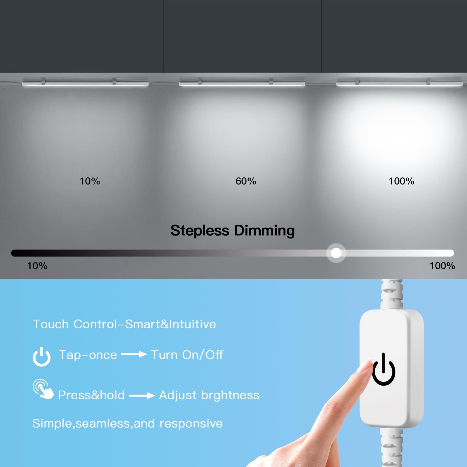 Under Cabinet Lights 3 Piece 12 Inch Dimmable USB Powered Linkable Cool White
