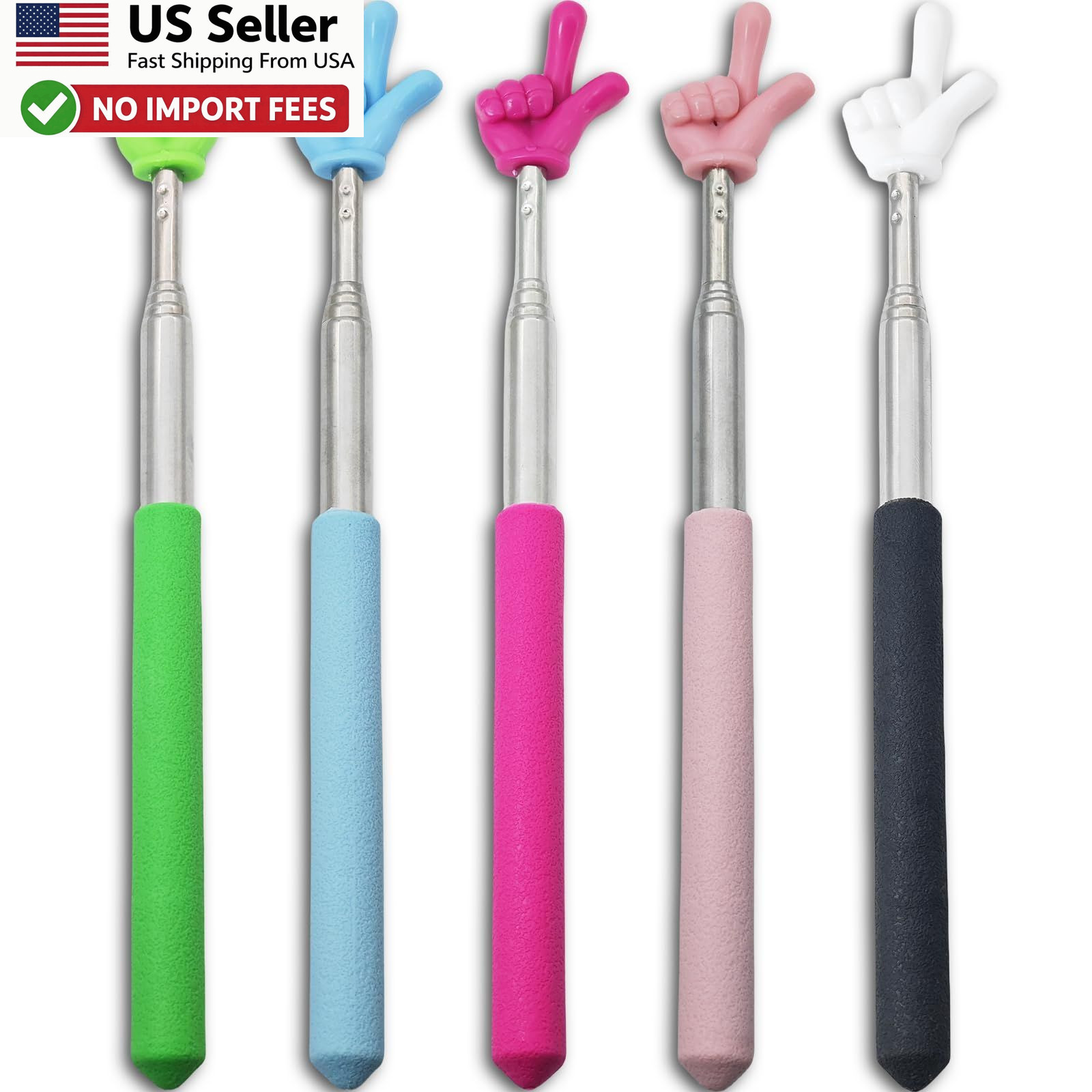 5PCS Extendable Teacher Pointer Stick Classroom Finger Pointer Set FROM USA