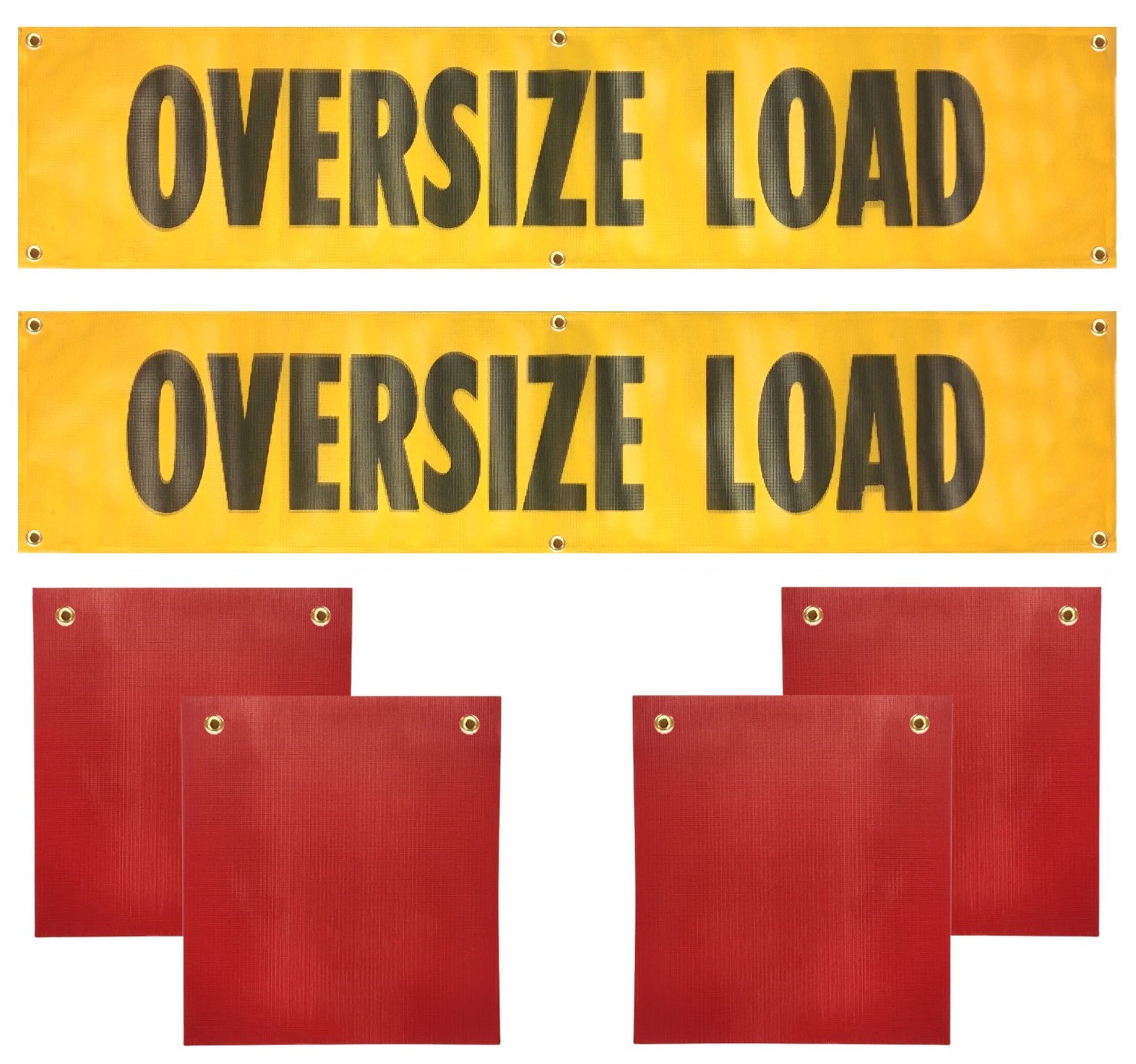 Oversize Load Sign and Red Safety Flags Kit w/ Grommets - 18 x 84 - Heavy Duty