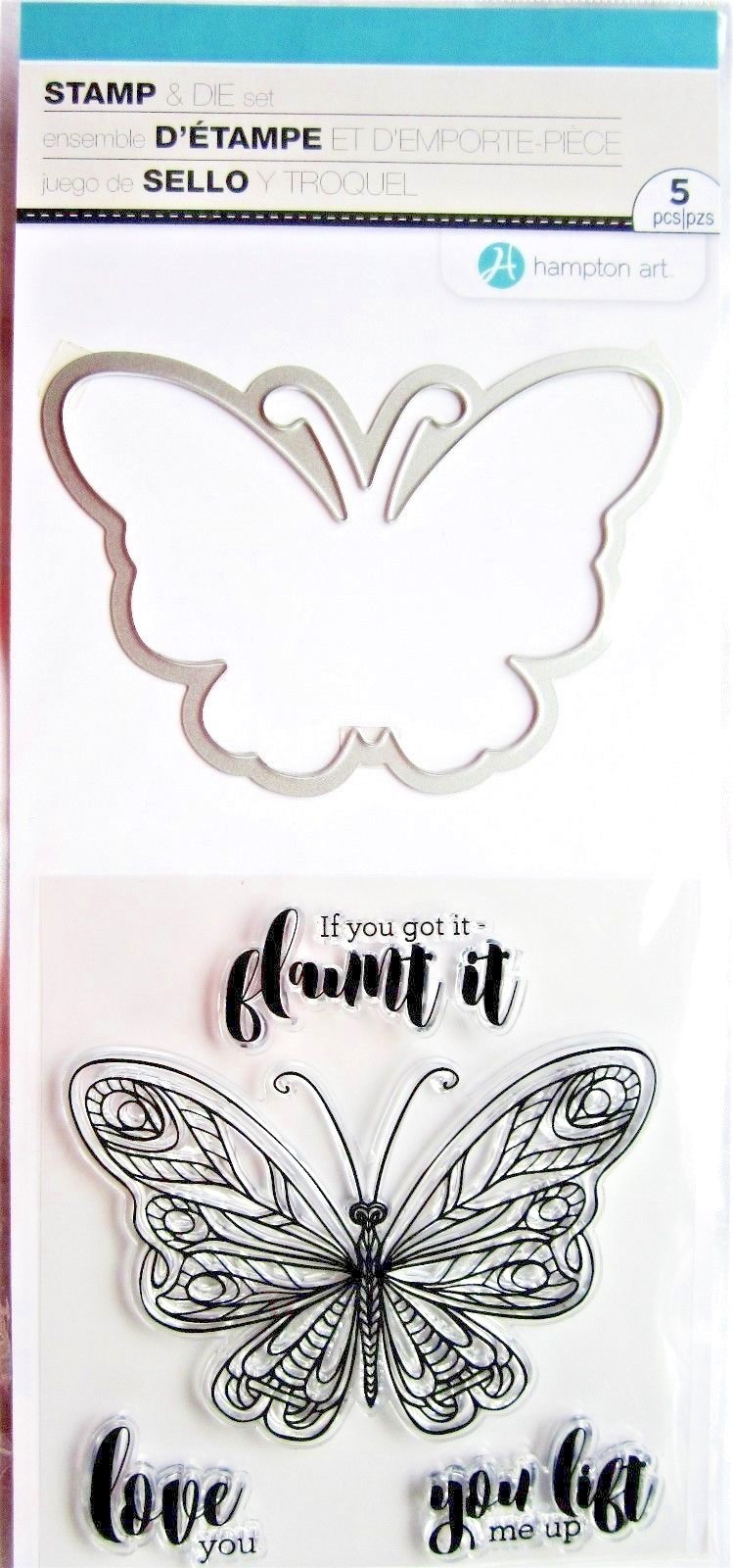 Lift Me Up Butterfly Clear Acrylic Stamp & Die Set by Hampton Art SC0770 NEW!