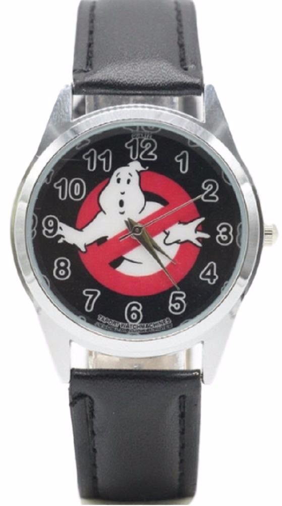 Ghostbusters Movie No Ghost Logo Black Genuine Leather Band Wrist Watch