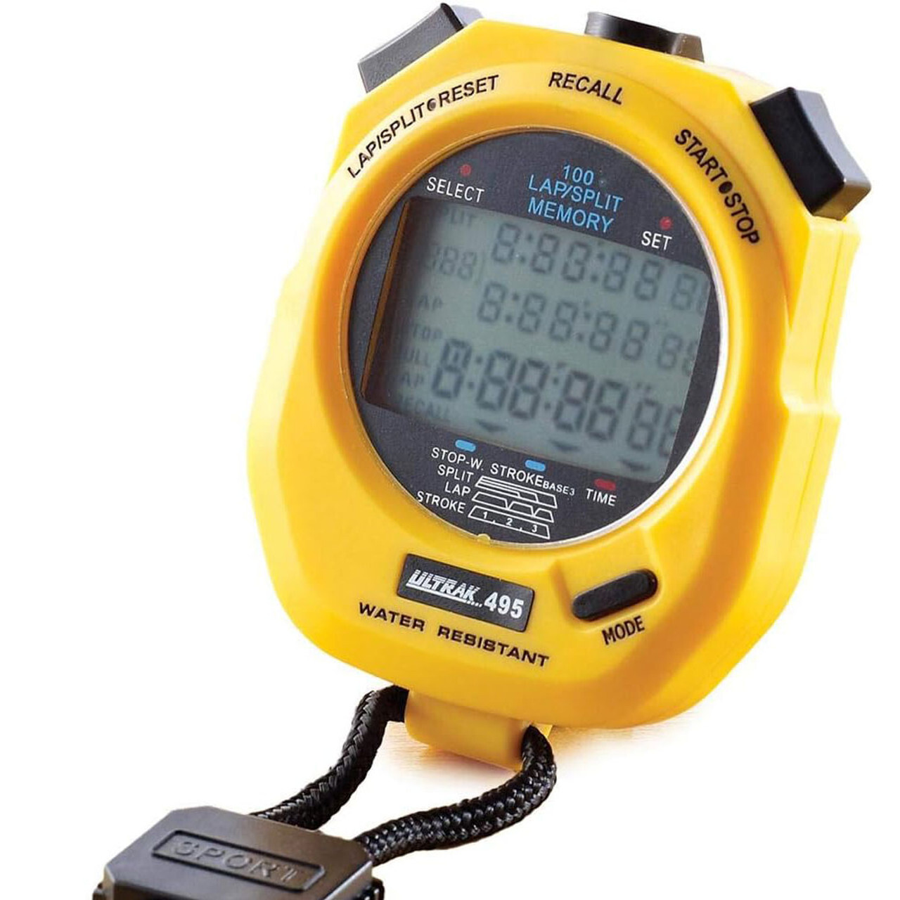 Ultrak 495-100 Dual Split Memory Stopwatch - Yellow