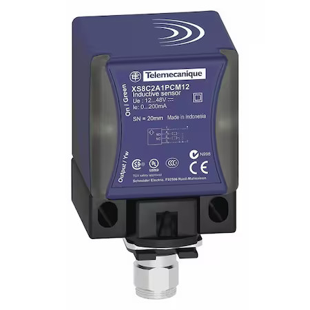 Telemecanique Sensors Xs8c2a1pcm12 Inductive, Rectangular Proximity Sensor,