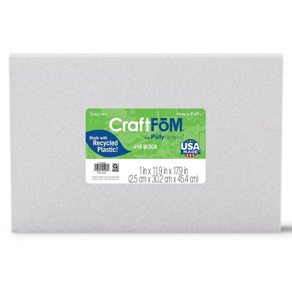 CraftFōM Crafting Foam Block 1" x 11.9" x 17.9" White