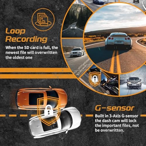360 Degree View 4 Channel Dash Cam Front and Rear Inside Left Right, Dash