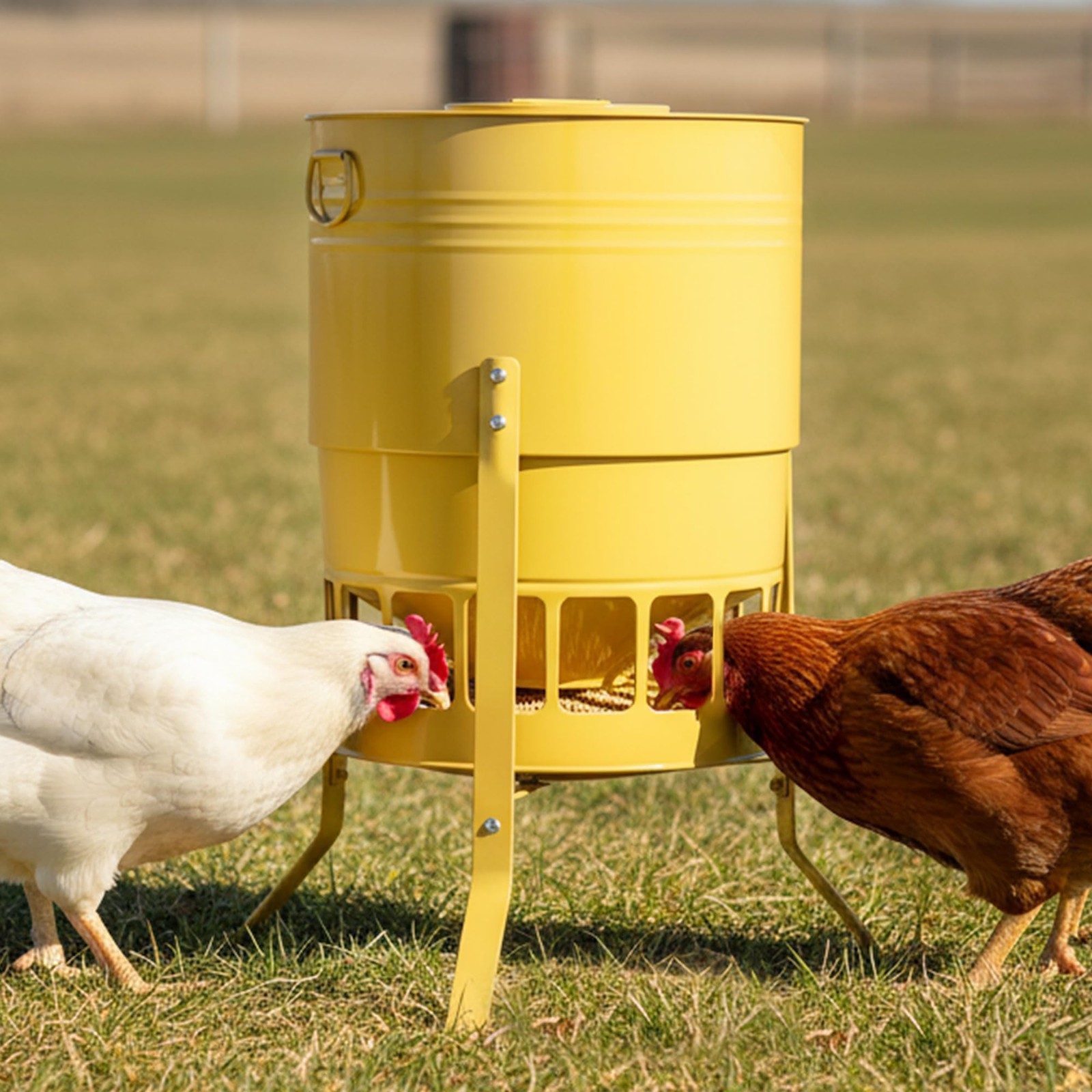 KOL Chicken Feeder No Waste for Coop & Outdoors, 16 Port 50lbs Poultry Feeder...