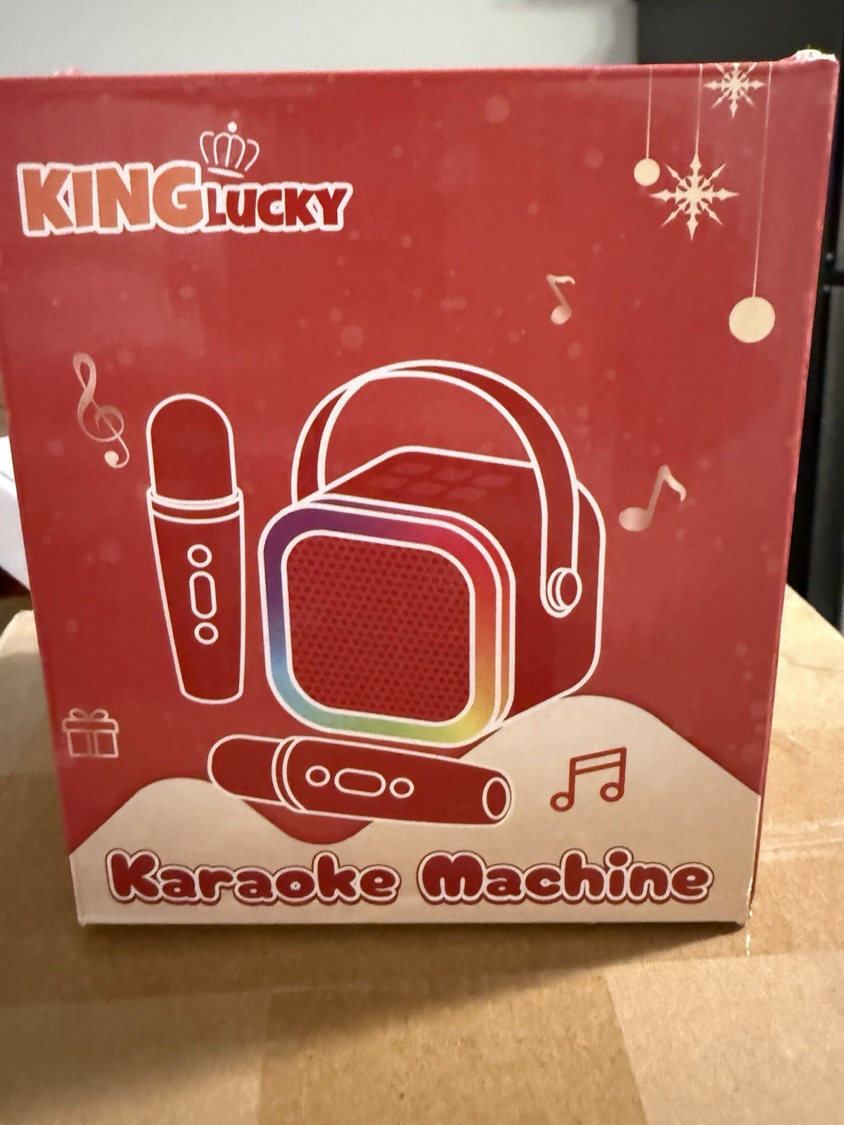 King Lucky Portable Karaoke System Wireless Microphone High Fidelity Red
