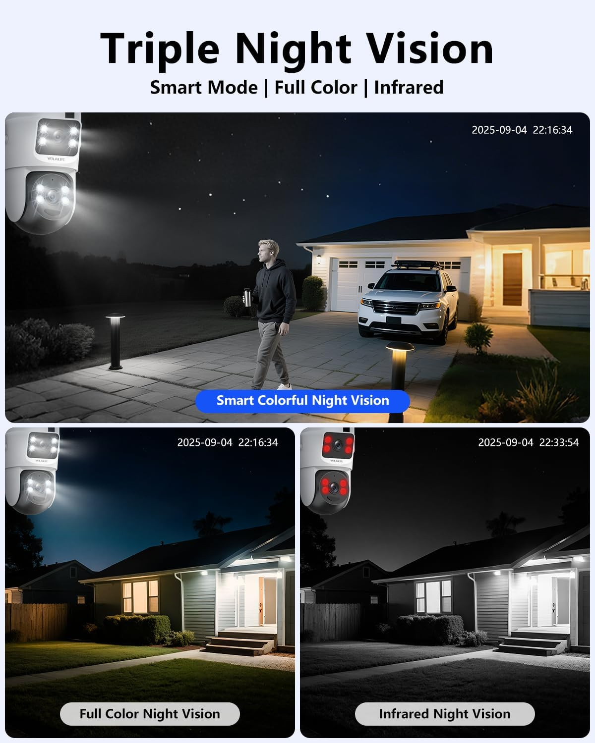 【Auto Tracking & 2-Way Audio】 4MP Solar Powered Extend PTZ Camera, Wireless Outd