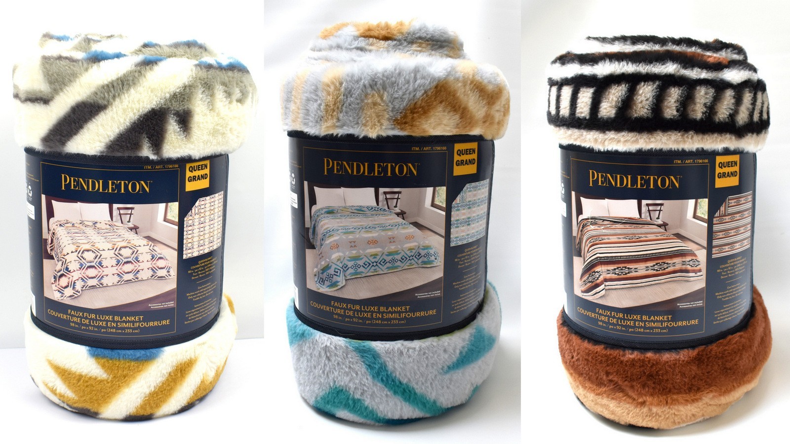PENDLETON Luxe Faux Fur Blanket Size Queen (98 in. x 92 in.)