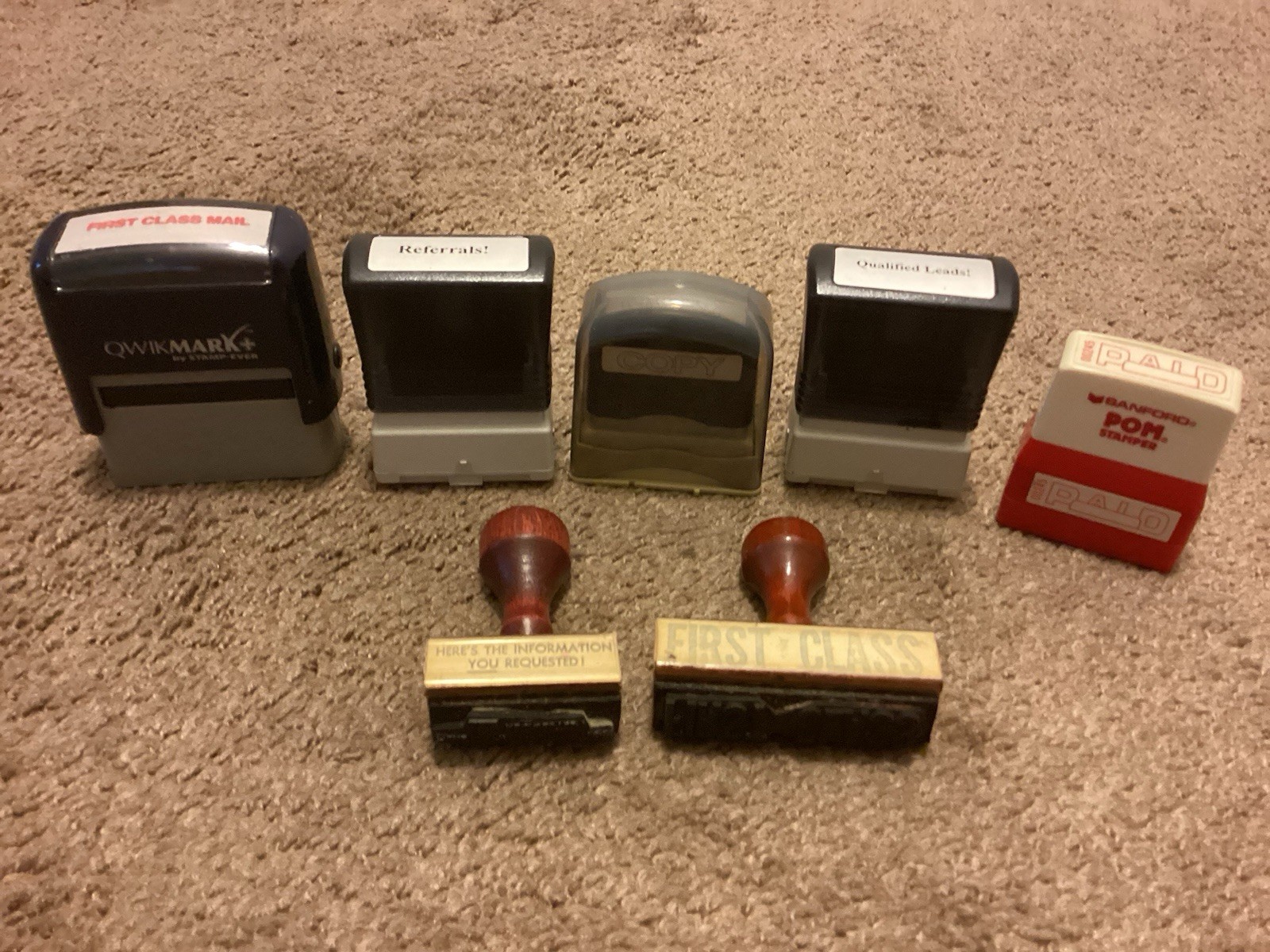 Vintage Lot of 7 Office Stamps