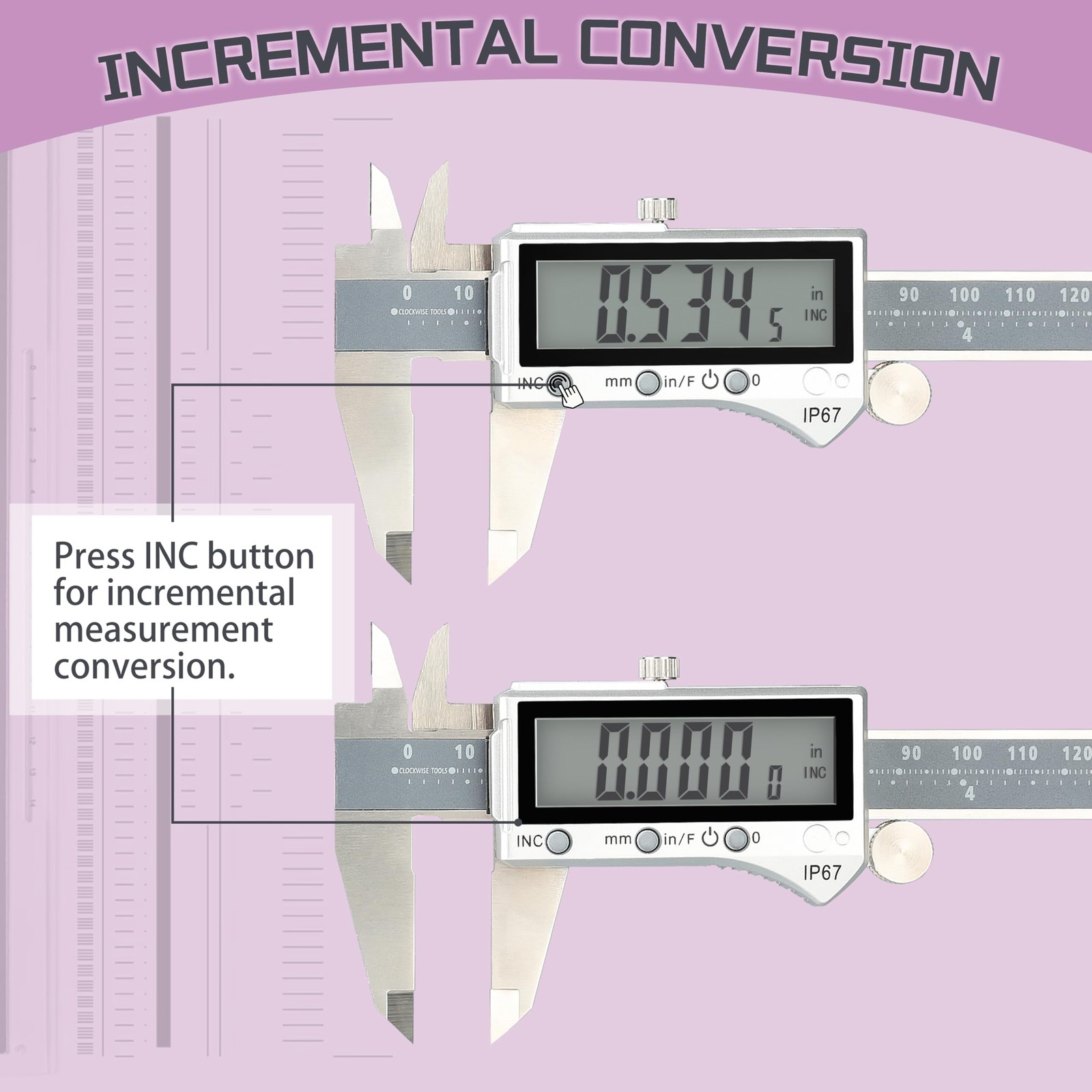 IP67 Grade Digital Caliper, DCPR-0605 0-6 Inch/150mm, Inch/Metric/Fractions