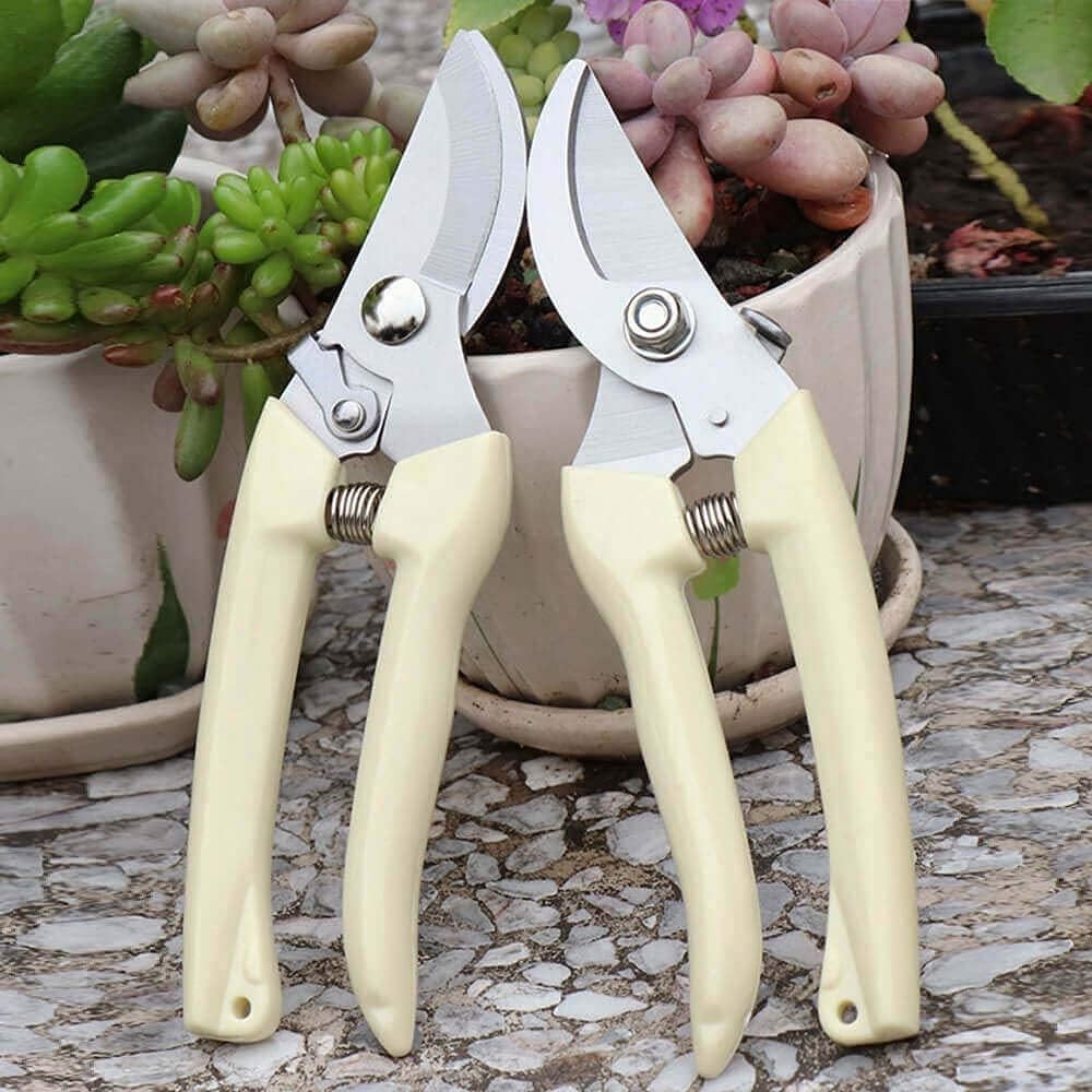 BUGUI Bypass Garden Pruning Shears - 2 Pack, Ultra 7" (C010), Ivory