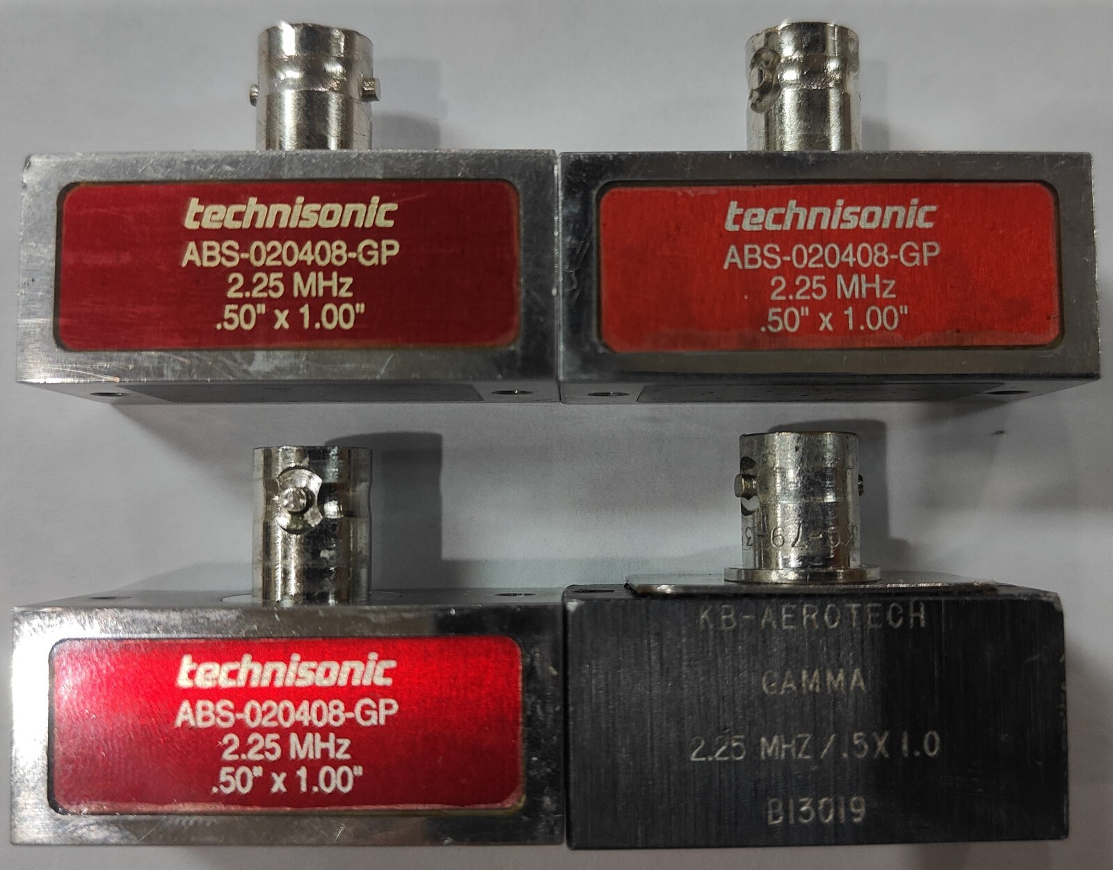 (4) 2.25 MHz Ultrasonic Testing Flaw Inspection Transducers .50" x 1.00" Working