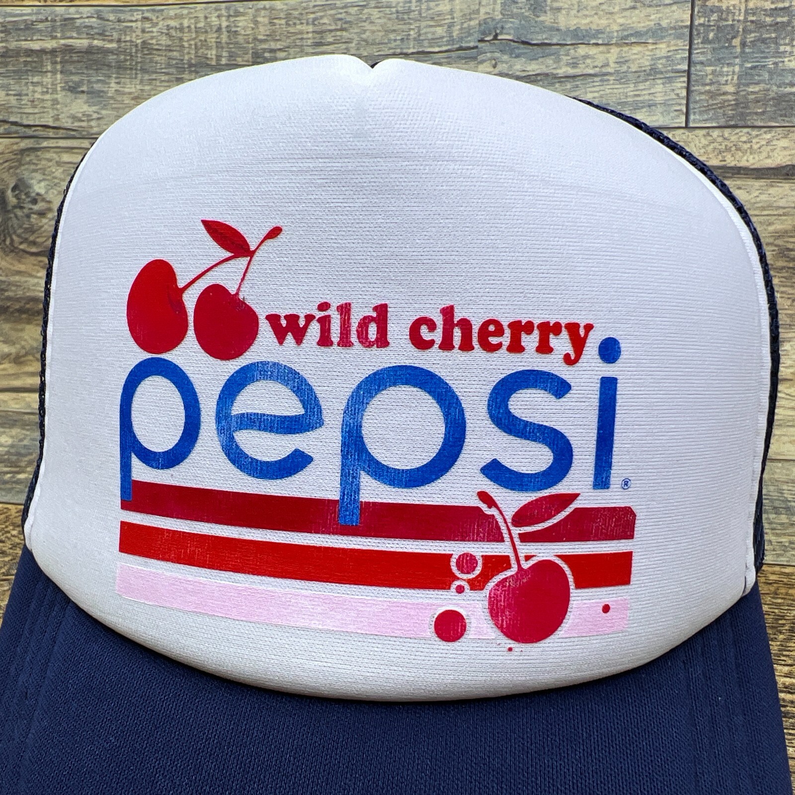 Wild Cherry Pepsi Unisex Trucker Hat Blue Snapback Coca Cola 80s Logo Ball Cap